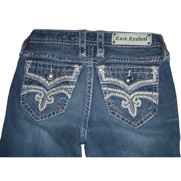 Rock Revival Sukara Straight Leg Metallic Embroidered Bling Buckle Short Length - Picture 3 of 13